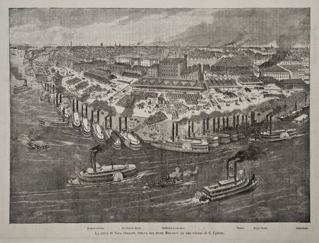 La città di Nova Orleans, veduta dal fiume Mississipì