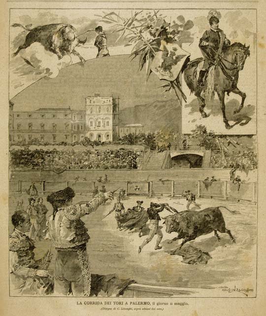 La corrida dei tori a Palermo il giorno II Maggio