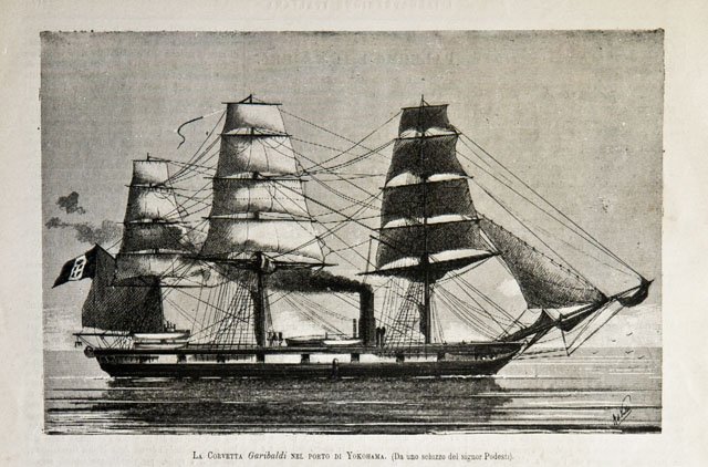 La Corvetta Garibaldi nel porto di Yokohama