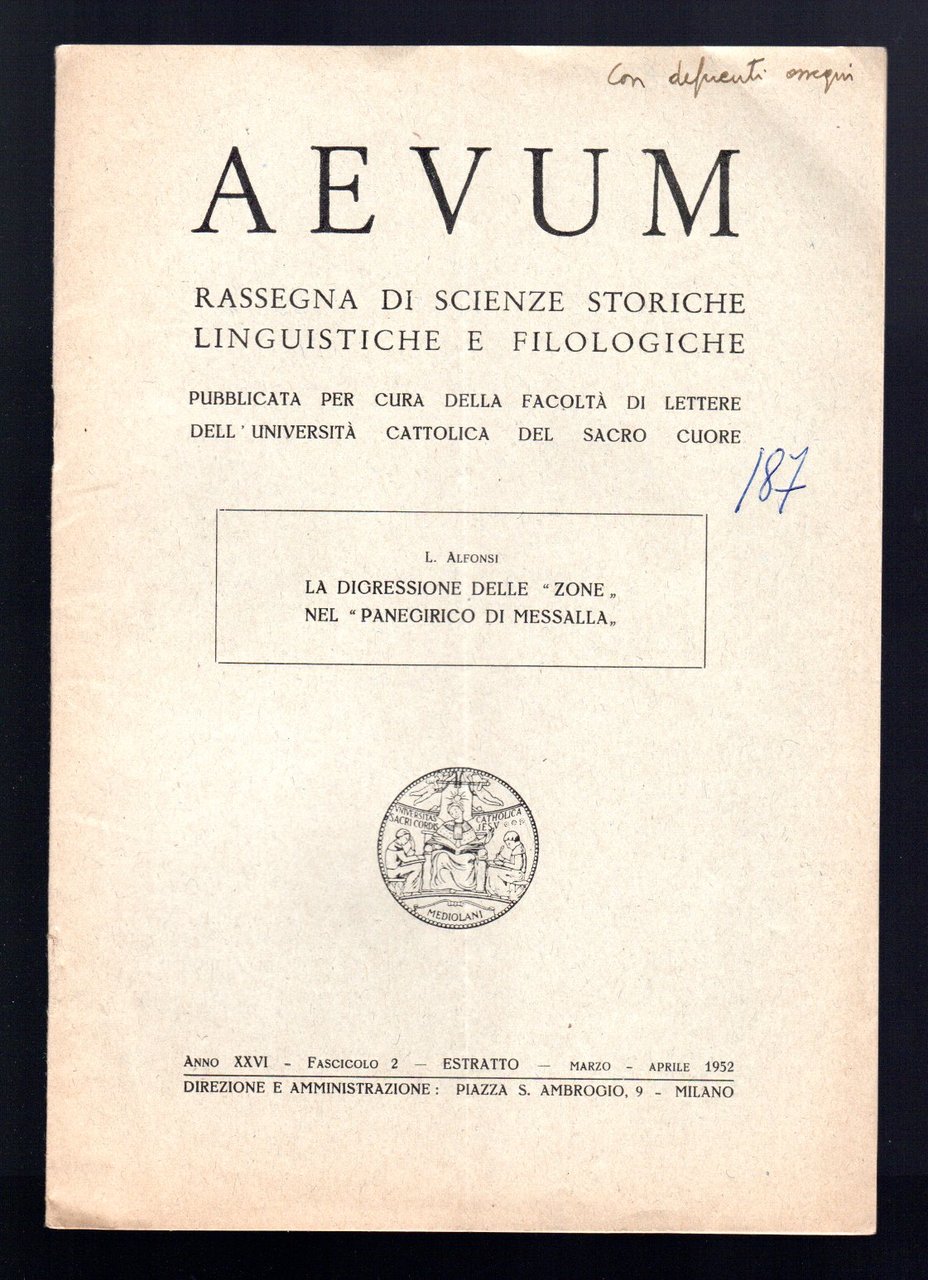 La digressione delle "zone" nel "Panegirico di Messalla"