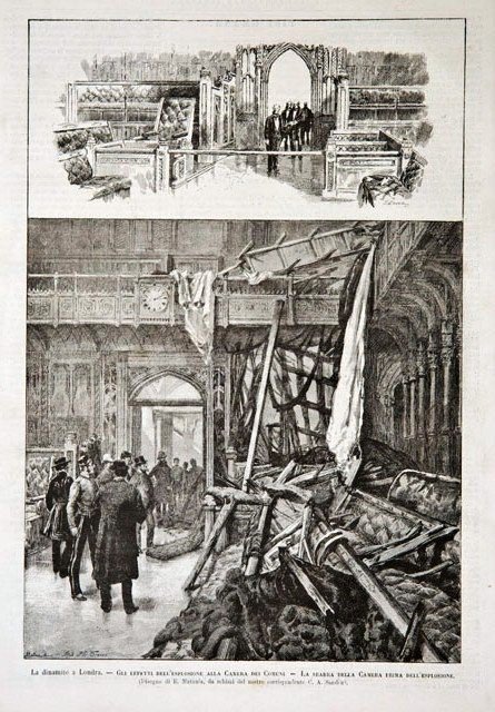 La dinamite a Londra.-Gli effetti dell’esplosione alla Camera dei Comuni …