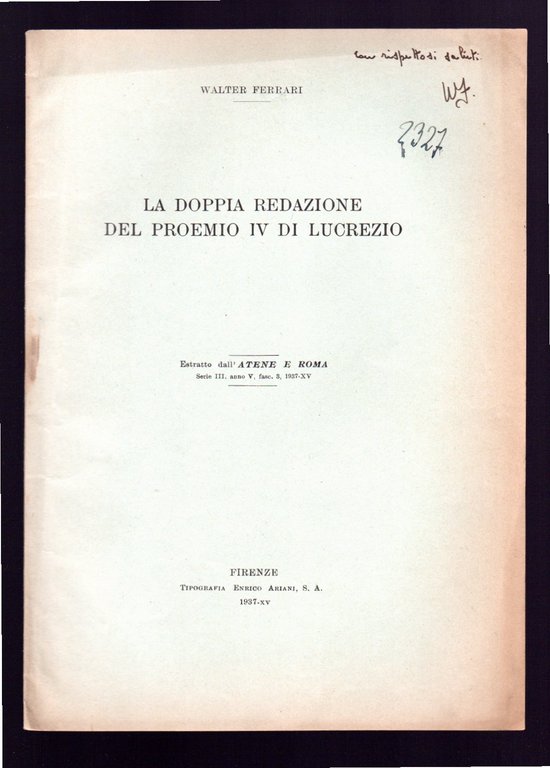 La doppia redazione del proemio IV di Lucrezio