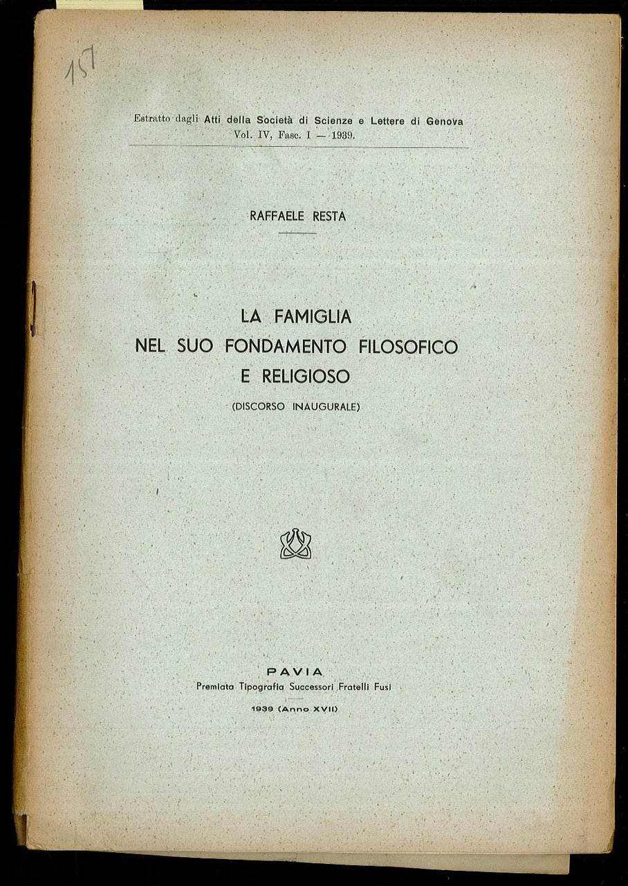 La famiglia nel suo fondamento filosofico e religioso