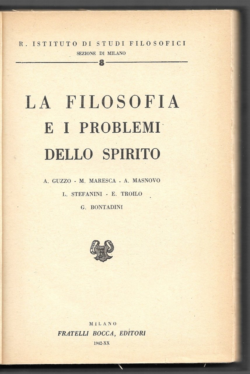 La filosofia e i problemi dello spirito