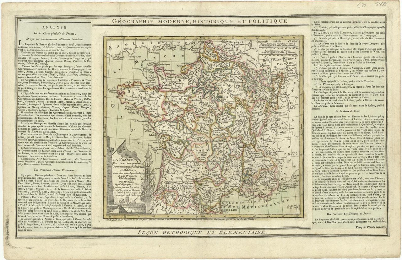 La France Divisée en ses quarante Gouvernamens Généraux et Militaire.