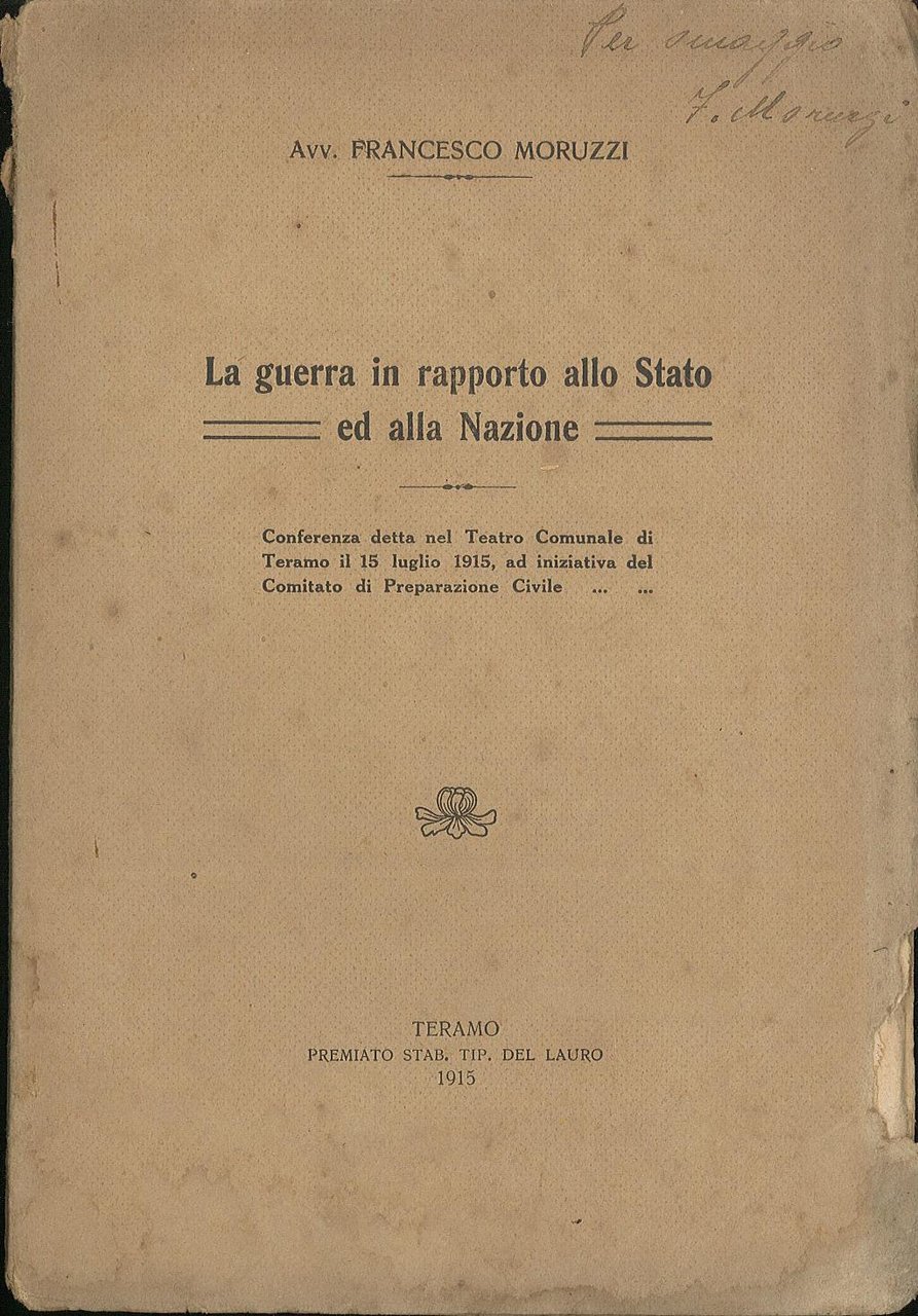 La guerra in rapporto allo Stato ed alla Nazione