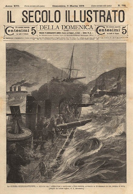 La guerra russo-giapponese – Attacco dei distributori giapponesi a Port-Athur, …