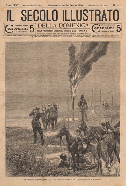 La guerra russo-giapponese - Una torcia-allarme di un avamposto cosacco …