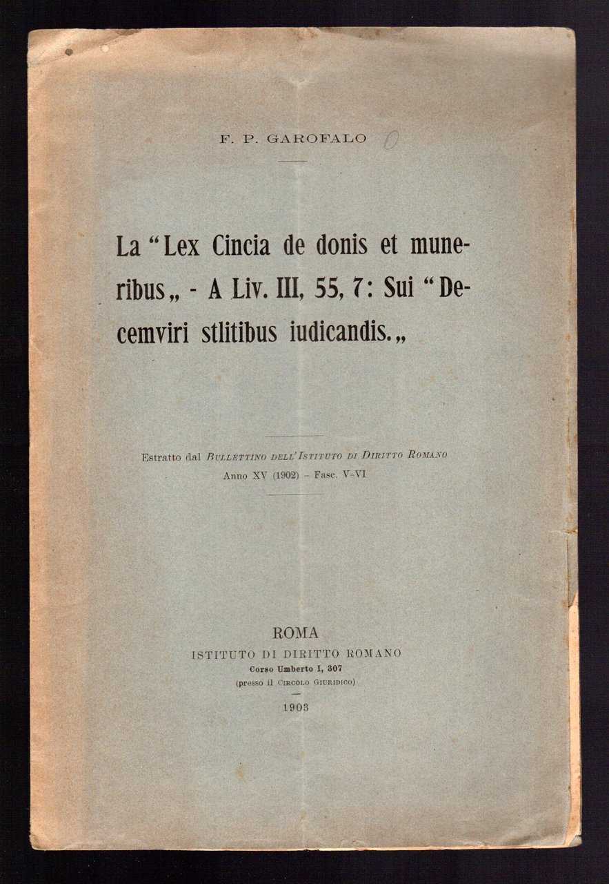 La "Lex Cincia de donis et muneribus" - A Liv. …
