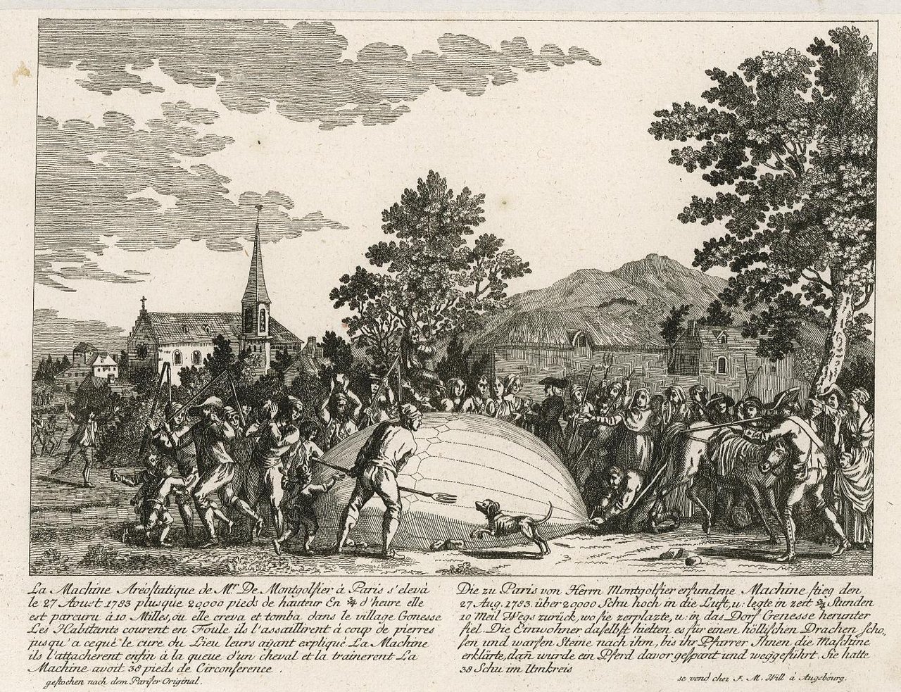 La Machine Aréostatique de Mr. De Montgolfier à Paris s'elevà …