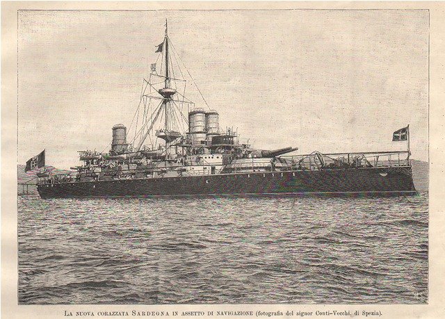 La nuova corazzata Sardegna in assetto di navigazione
