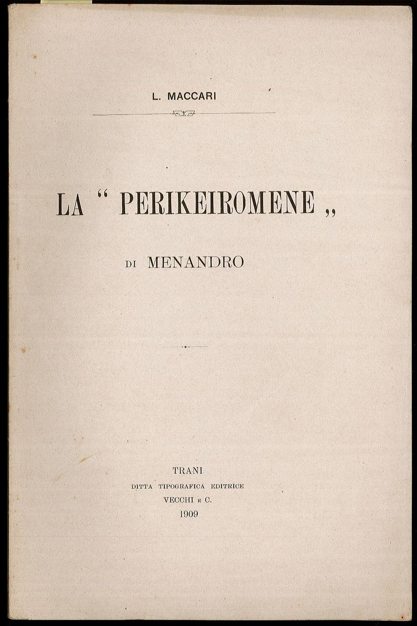 La “Perikeiromene” di Menandro