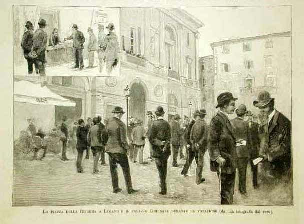 La piazza della Riforma a Lugano .