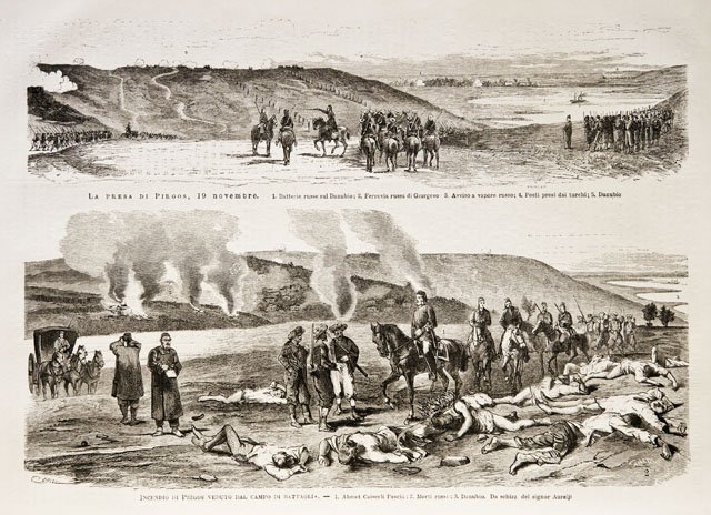 La presa di Pirgos, 19 novembre.- Incendio di Pirgos veduto …