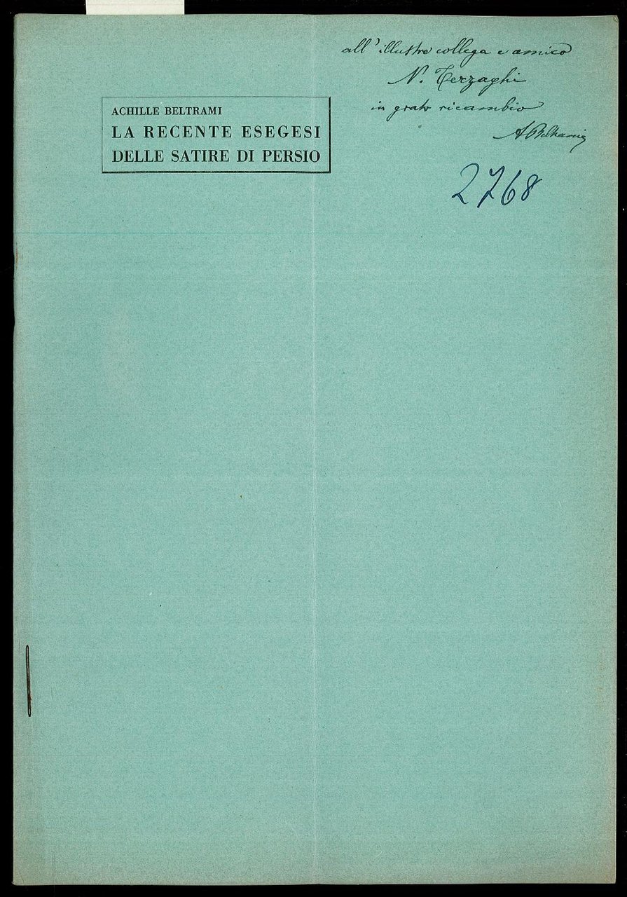 La recente esegesi delle satire di Persio