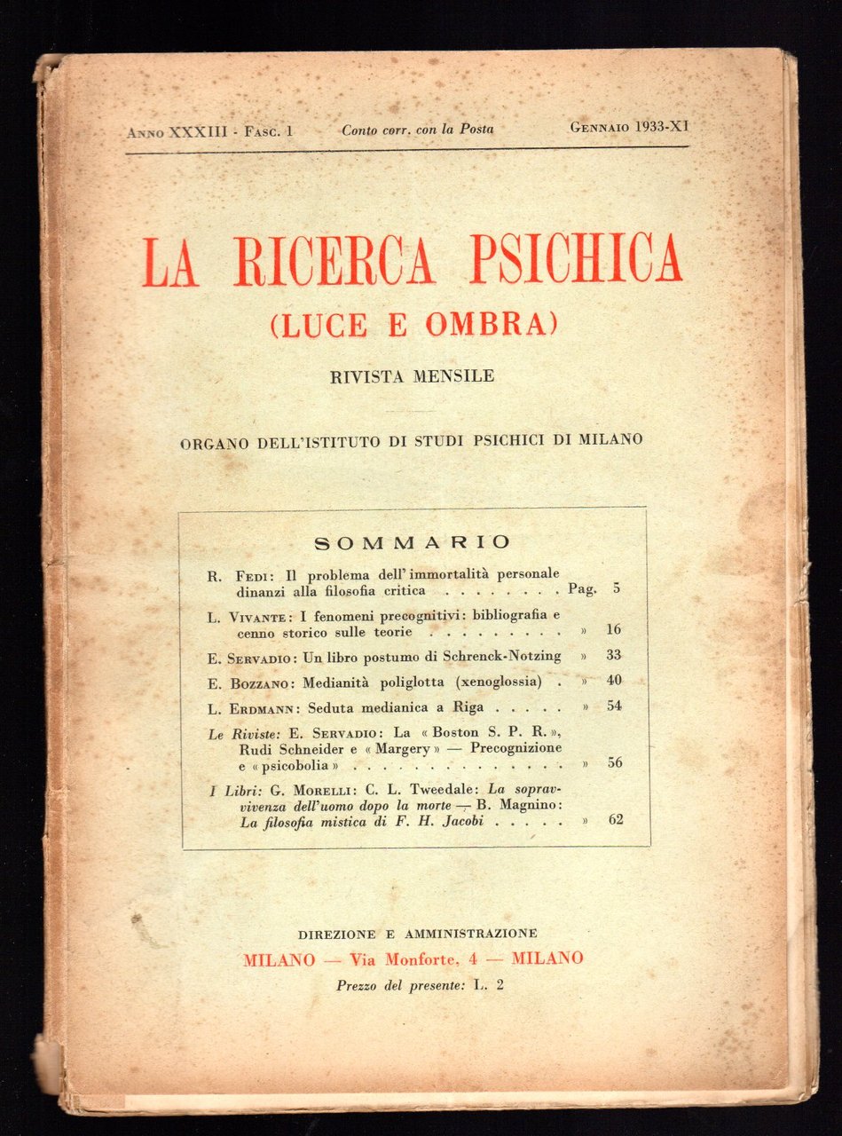 La ricerca psichica (luce e ombra)