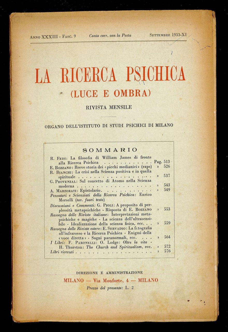 La ricerca psichica (Luce e ombra) 1933 n.9 | Immagine principale