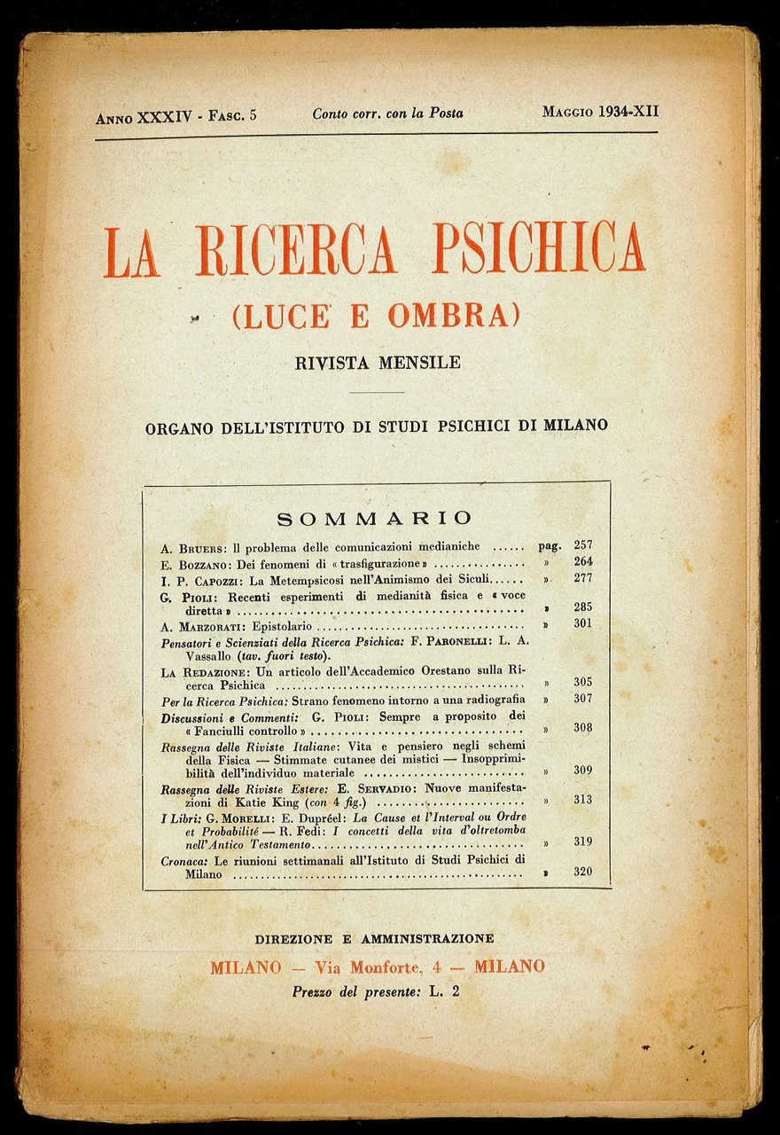 La ricerca psichica (Luce e ombra) 1934 n.5 | Immagine principale