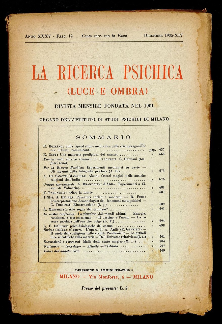 La ricerca psichica (Luce e ombra) 1935 n.12 | Immagine principale