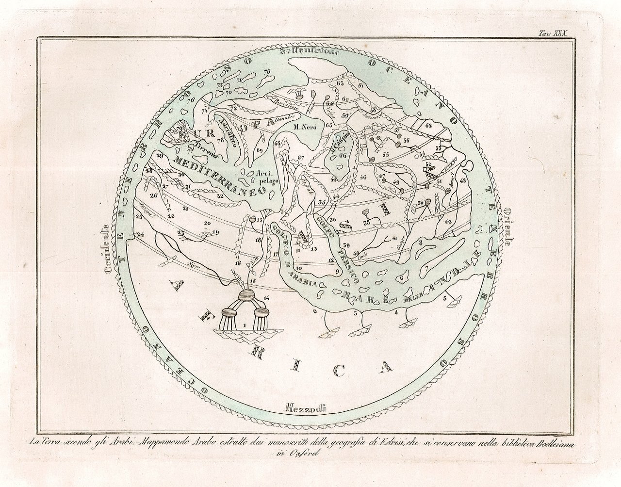 La Terra secondo gli Arabi: -Mappamondo Arabo estratto dai manoscritti …