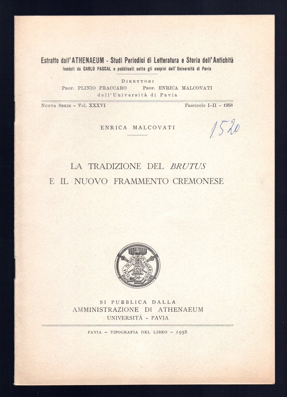 La tradizione del Brutus e il nuovo Frammento Cremonese