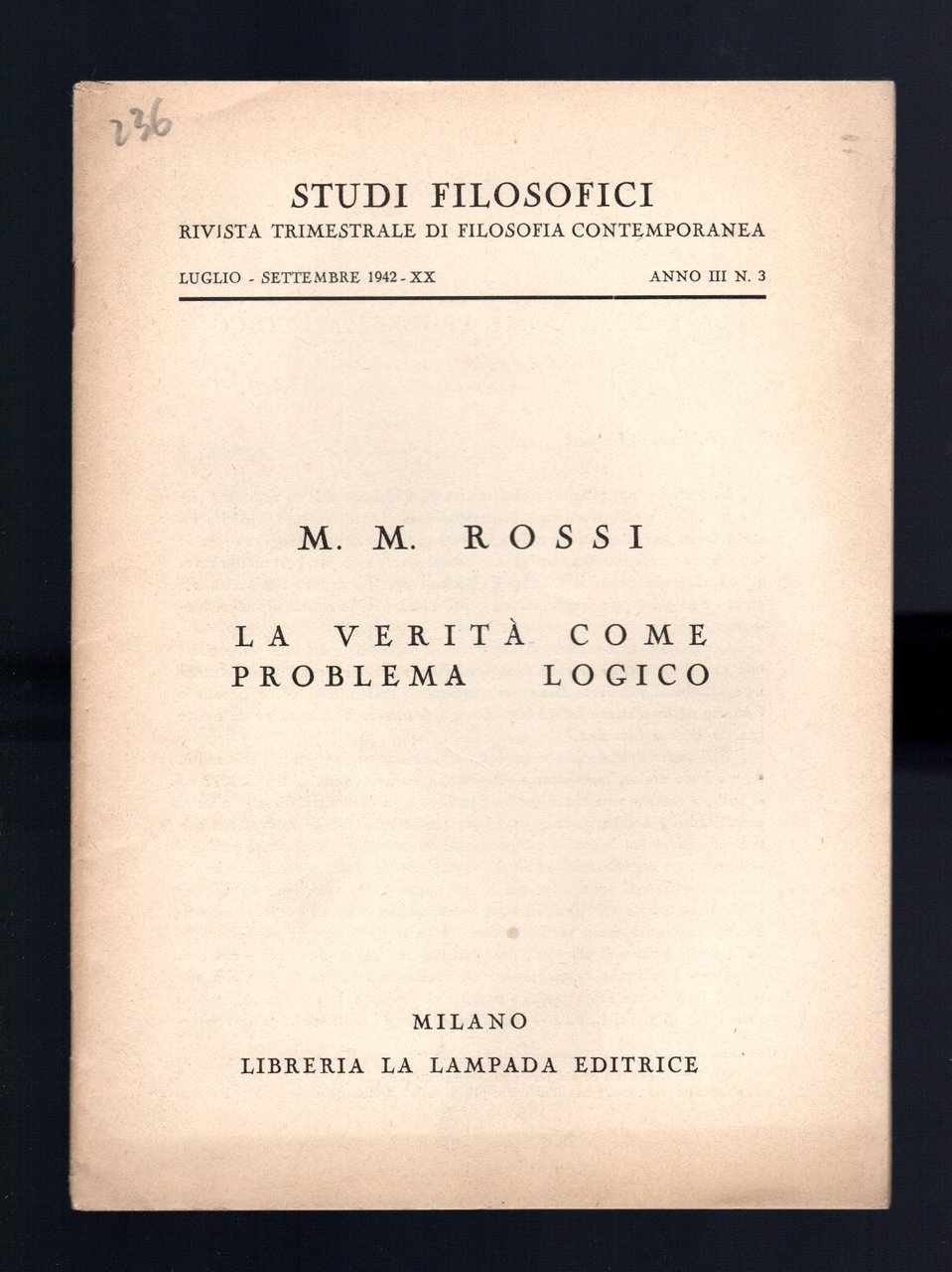 La verità come problema logico