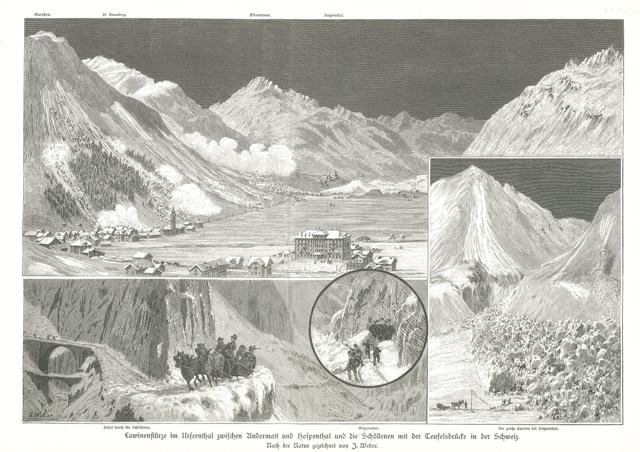 Lawinensturze im Ursernthal zwischen Andermatt und Hospenthal und die Schollenen …