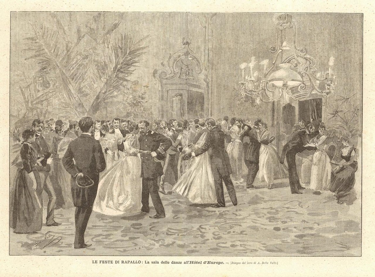 Le feste di Rapallo: la sala delle danze all'Hotel d'Europe