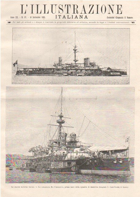 Le grandi manovre navali - La corazzata Re Umberto, prima …