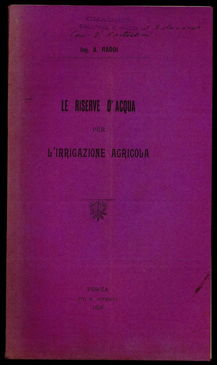 Le riserve d'acqua per l'irrigazione agricola
