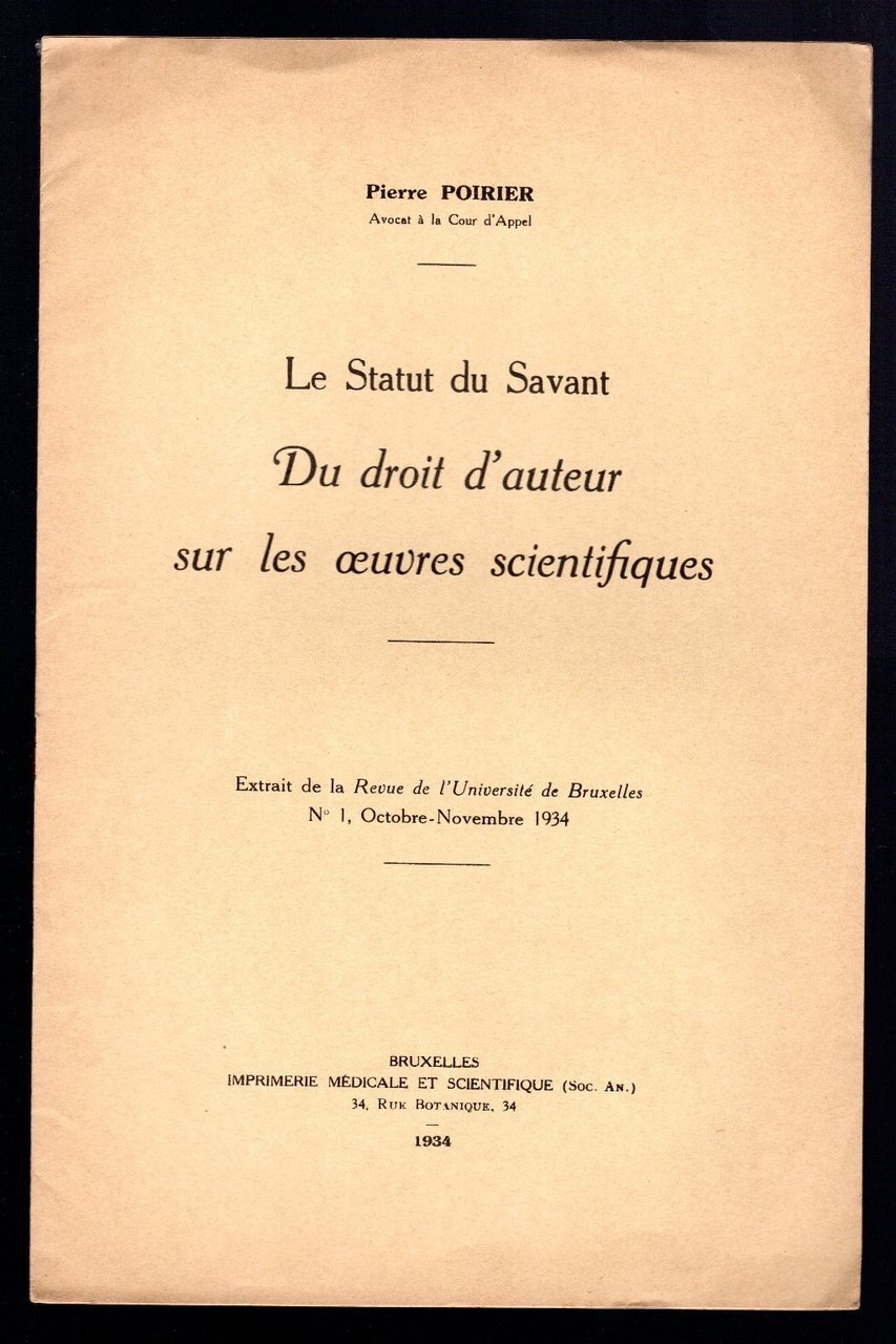 Le Statut du Savant Du droit d'auteur sur les oeuvres … | Immagine principale
