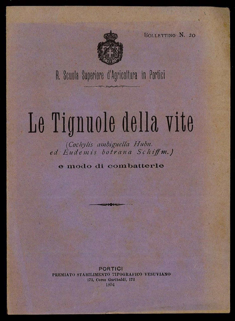 Le Tignuole della vite (Cochylis ambiguella Hubn ed Eudemis botrana …