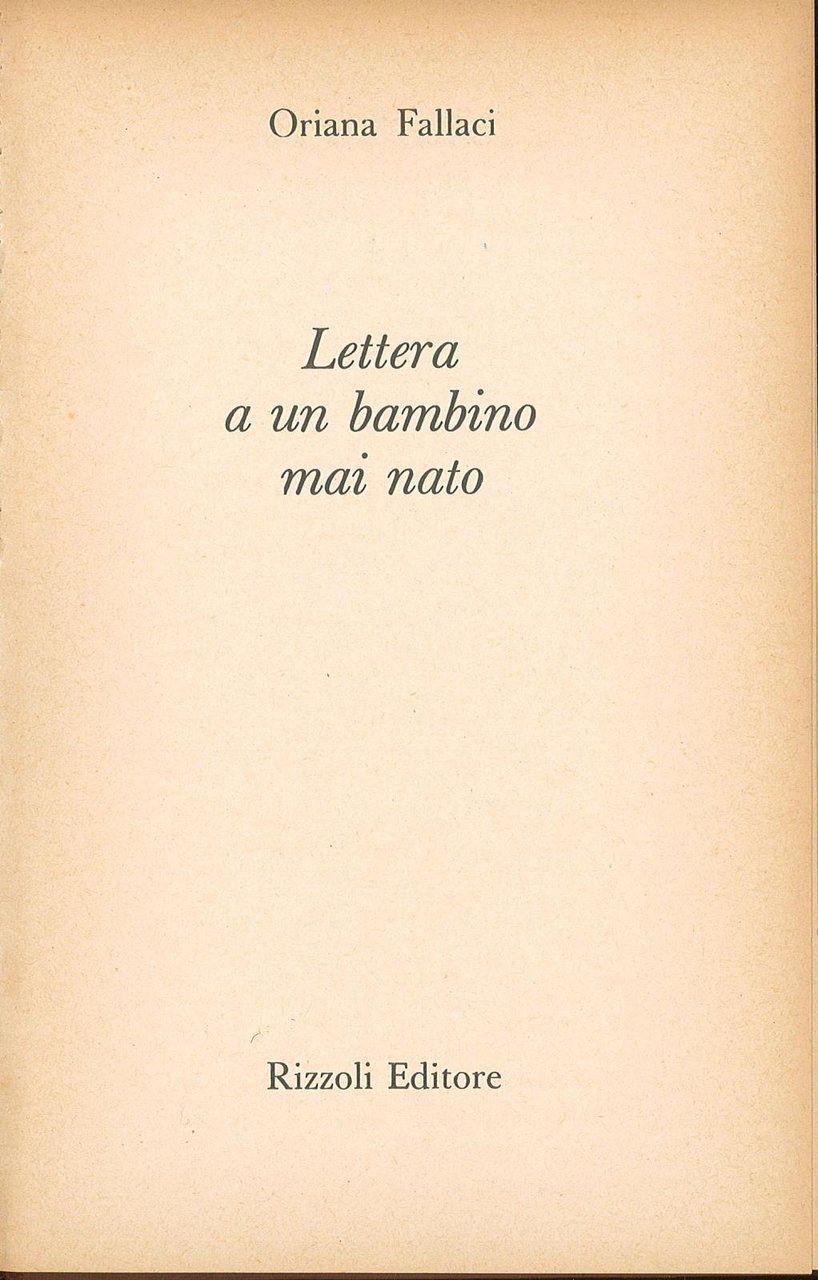 Lettera a un bambino mai nato