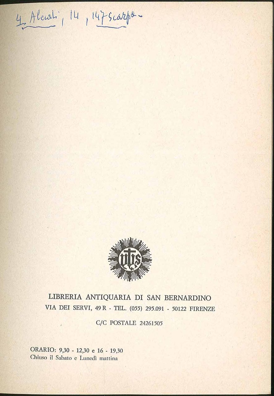 Libreria Antiquaria di San Bernardino Catalogo n.6-Novembre 1980