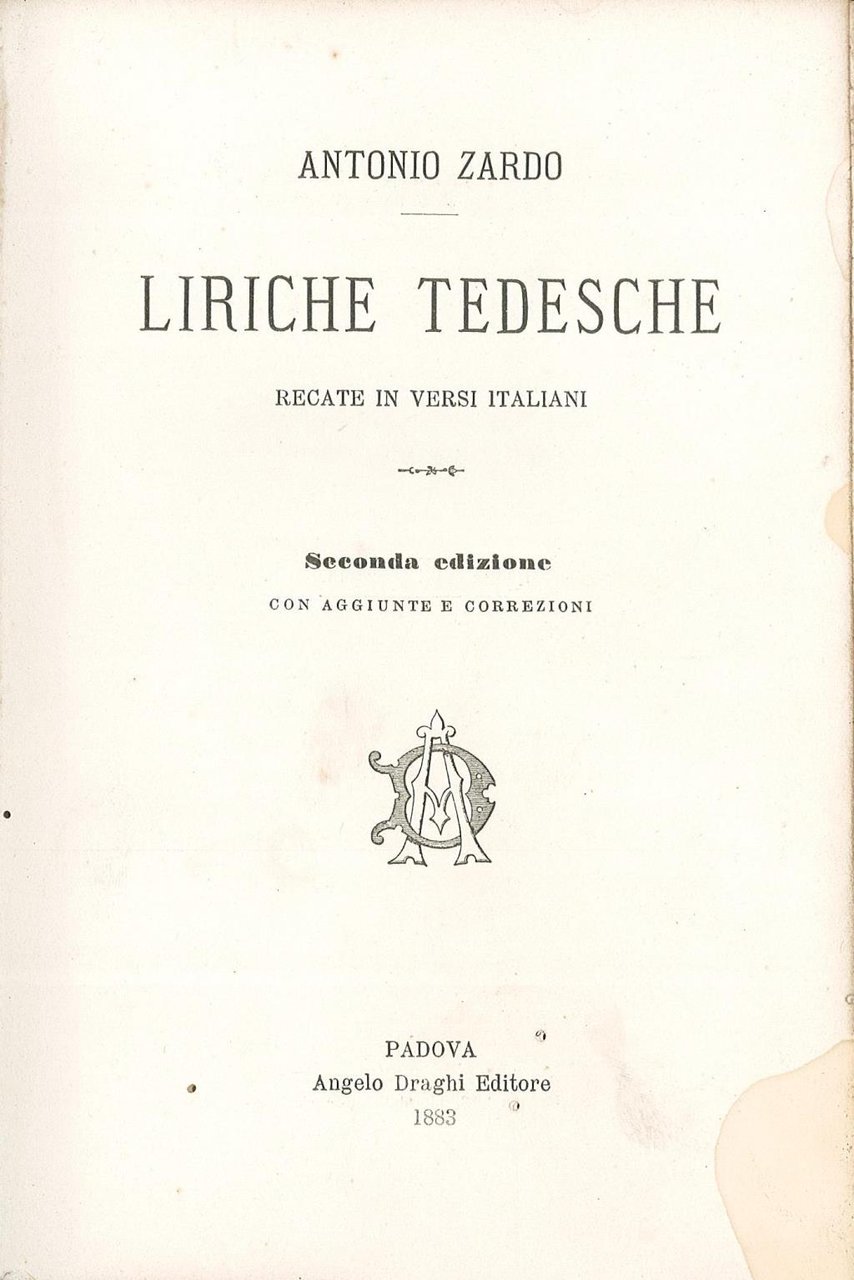Liriche tedesche recate in versi italiani