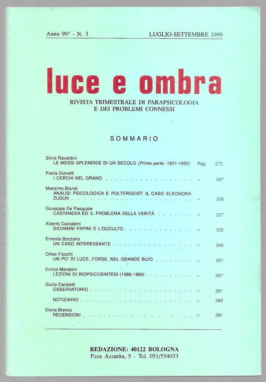 Luce e ombra - Rivista trimestrale di parapsicologia e dei …