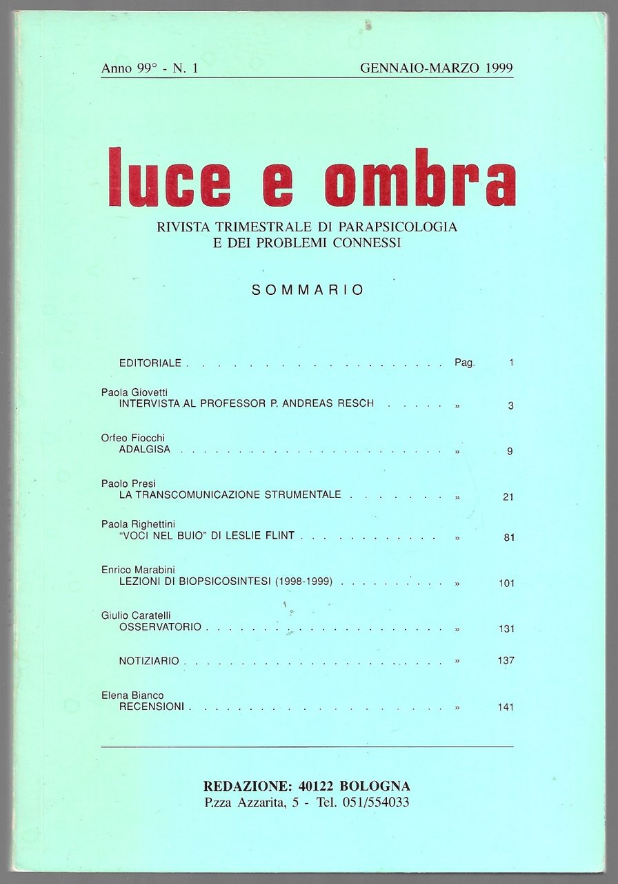 Luce e ombra - Rivista trimestrale di parapsicologia e dei …