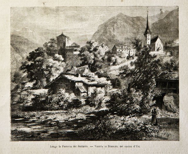 Lungo la ferrovia del Gottardo / Veduta di Burglen, nel …