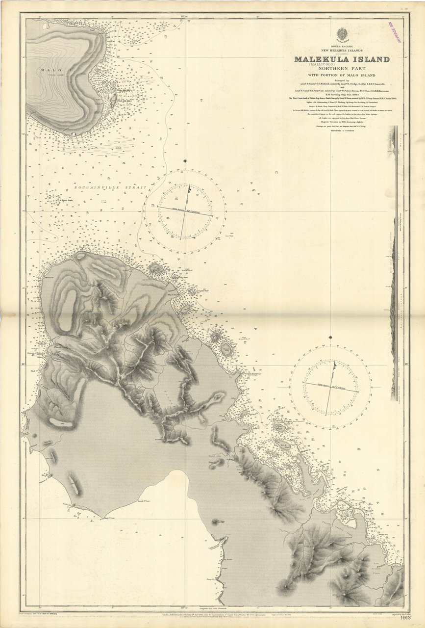 Malekula (Mallicolo) Island Northern part with portion of Malo Island