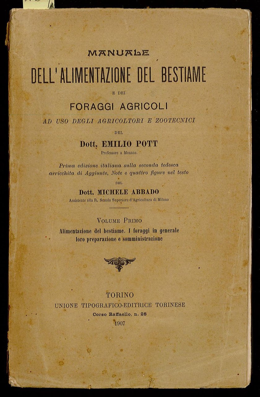 Manuale dell'alimentazione del bestiame e dei foraggi agricoli - vol …