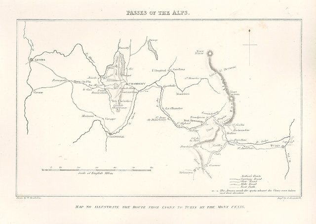 Map to illustrate the Route from Lyons to Turin, by …