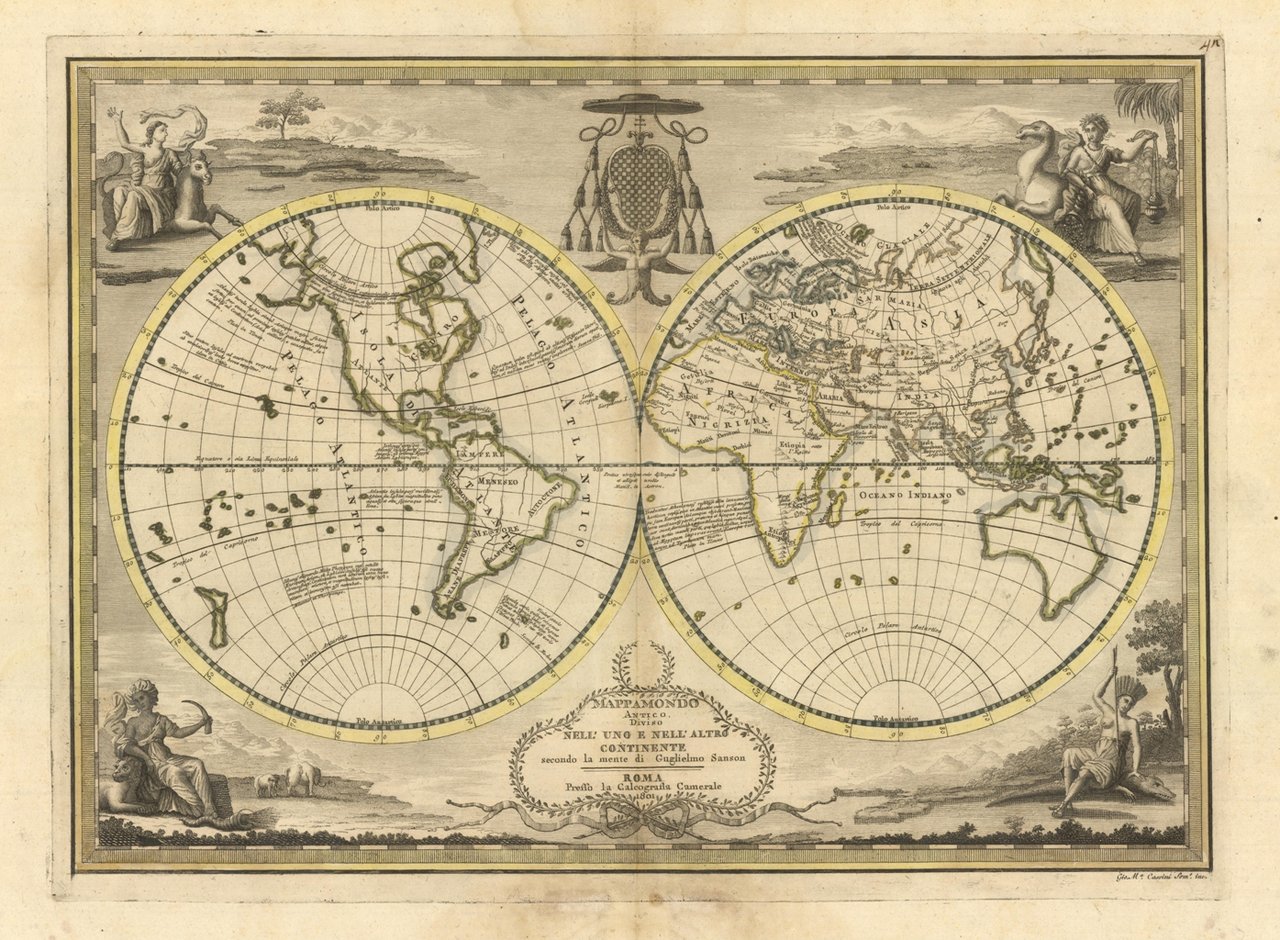 Mappamondo Antico diviso nell'uno e nell'altro continente secondo la mente …