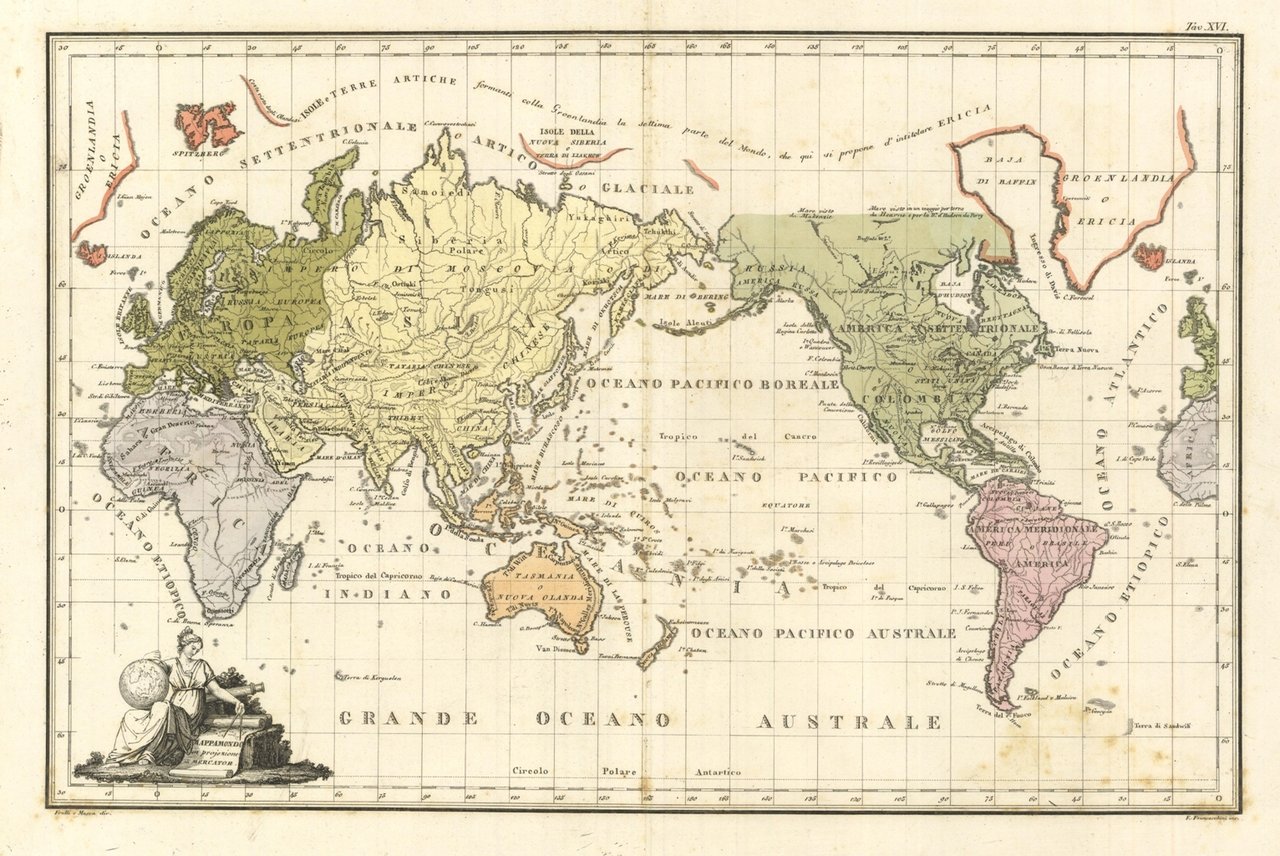 Mappamondo in projezione di Mercator