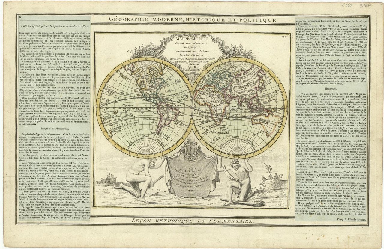Mappe-Monde dressee pour l'etude de la geographie relativement aux auteurs …