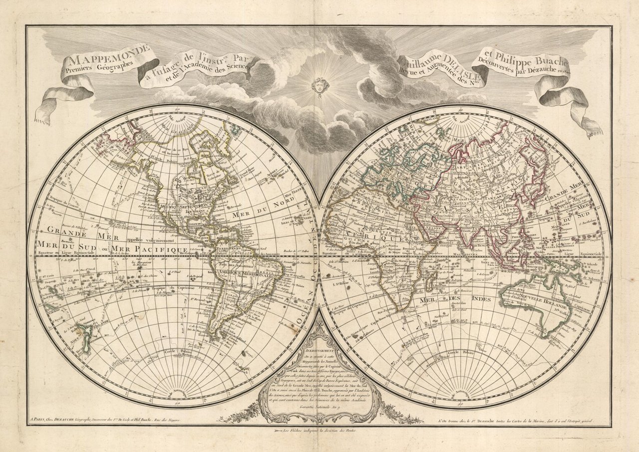 Mappemonde à l'usage de l'Instruction par Guillaume Delisle et Philippe …