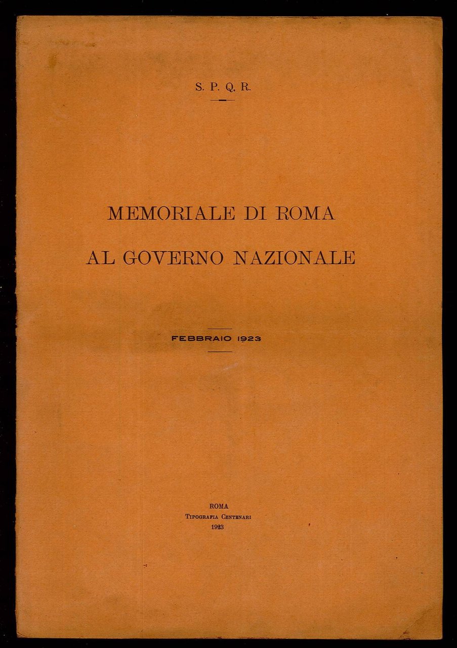Memoriale di Roma al Governo Nazionale