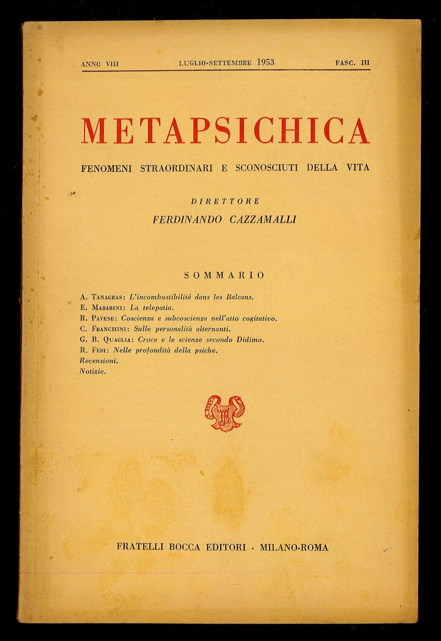 Metapsichica Fenomeni Straordinari e Sconosciuti della Vita 1953 n.III | Immagine principale