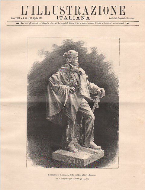 Monumento a Garibaldi, dello scultore Ettore Ximenes, che si inaugura …