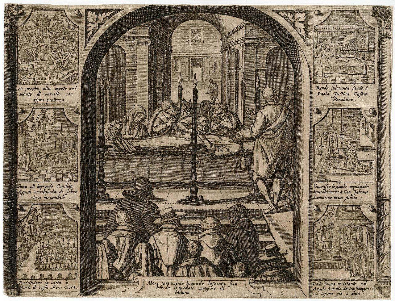 More santamente, havendo lasciata suo Herede lospedale maggiore di Milano