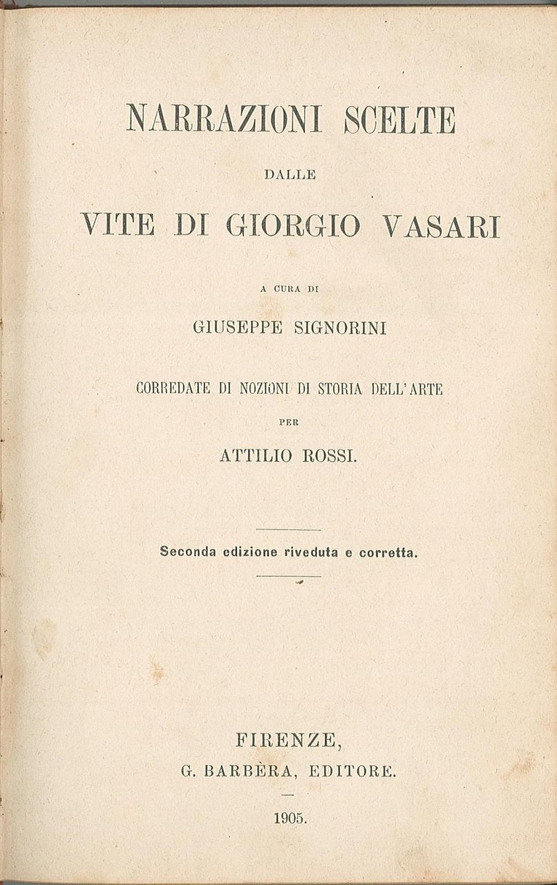 Narrazioni scelte dalle vite di Giorgio Vasari
